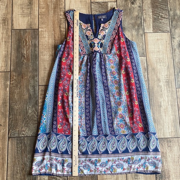 Luxology Embroidered Multicolor Sleeveless Mini Dress - Picture 11 of 13